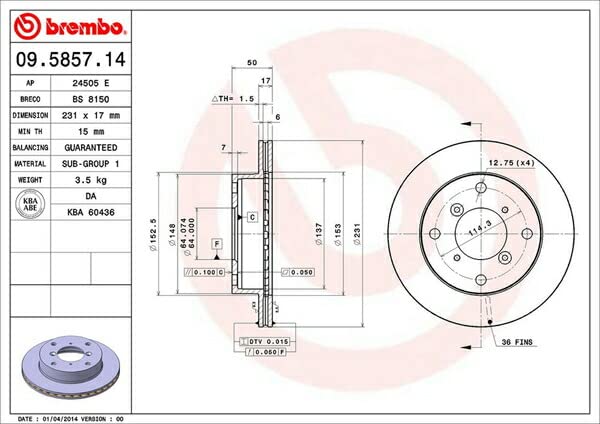 Amazon | BREMBO（ブレンボ ）/ディスクローター 2枚入り 品番